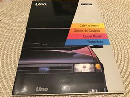 Fiat Uno Farbkarte 8 Seiten Format A5 Oktober 1989