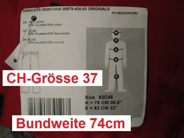 Pantaloni: Arbeitshose MASCOT Montana Gr. 37 rot, neu – Nuovo (secondo la descrizione) da Eschenbach SG venduto da brocarte 8