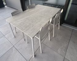 Gartentisch hellgrau Keramikplatten-Optik
