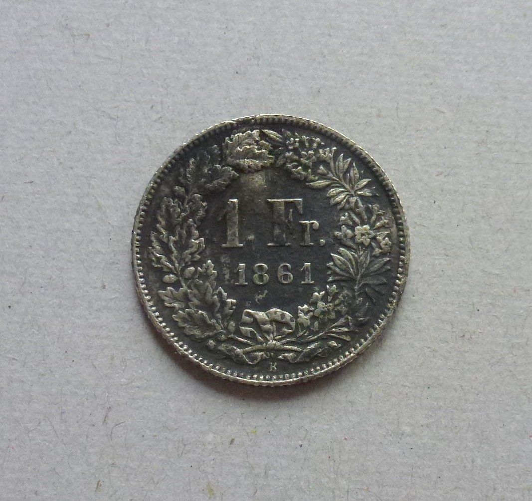 Tutti le monete: Schweiz ++ 1.- Franken 1861 – Usato da Walkringen venduto da Casablanca777