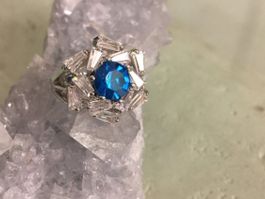 AKTION Design Ring Versilbert Gr. 56 Bague Cristal US 8
