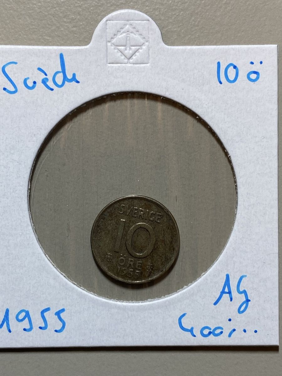 Tutti le monete: Suède - 10 öre - 1955 - AG  – Usato da Payerne venduto da Mike1682