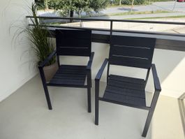 Gartenstühle 2er Set schwarz Metall guter Zustand