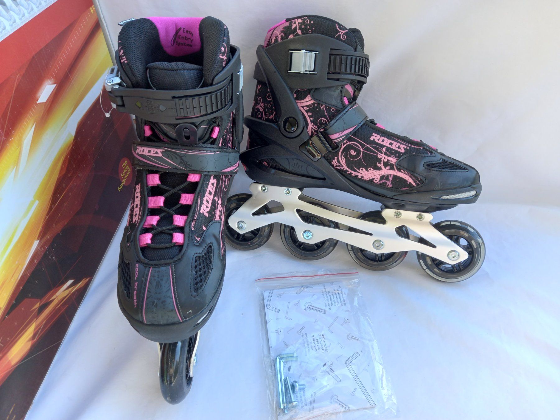Pattini in linea & Pattini a rotelle: Roces Flos Inline Skates Gr.42 Schwarz Pink Neu – Nuovo (secondo la descrizione) da Schweizersholz venduto da freyle1 1