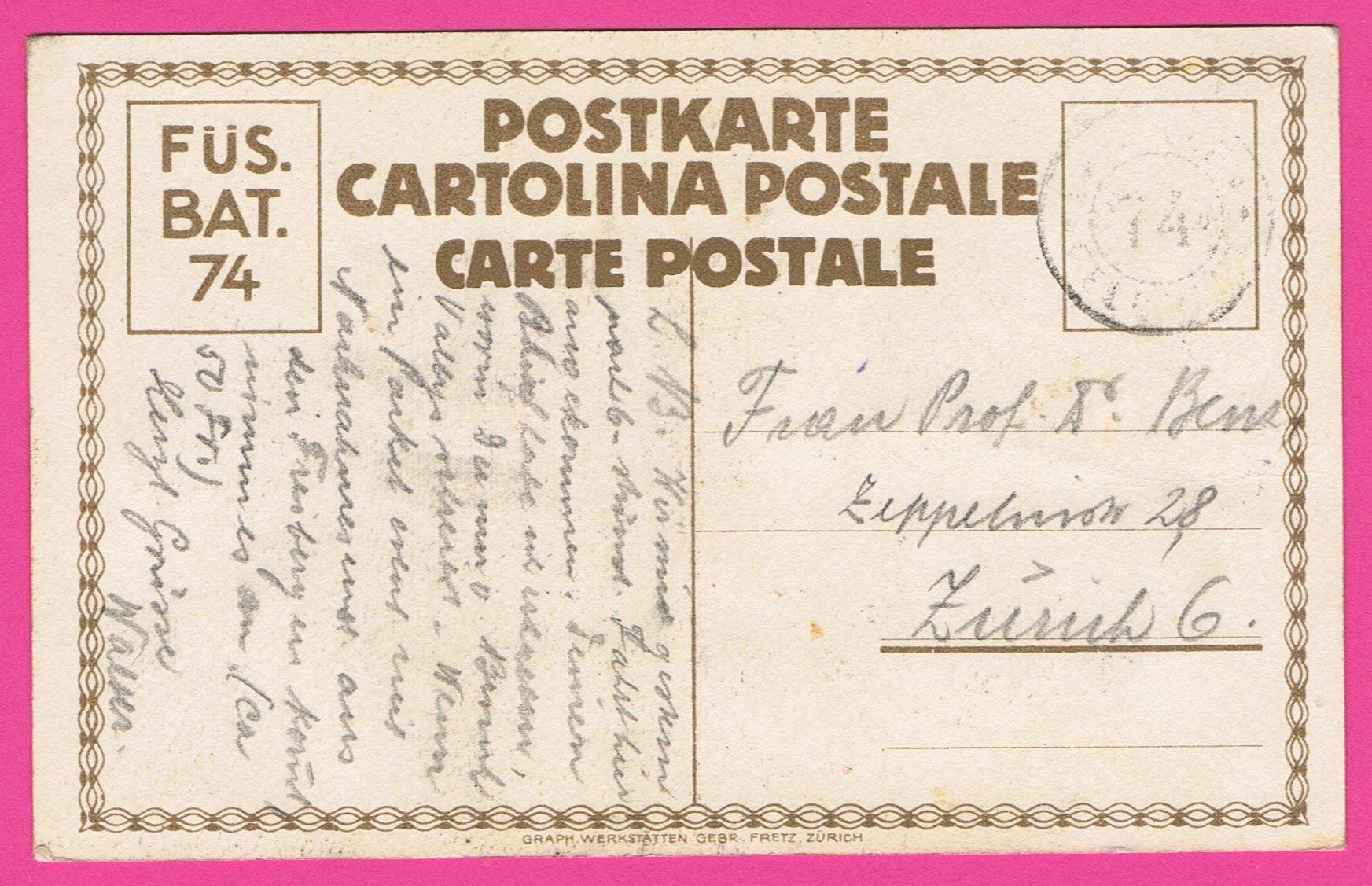 Cartoline postali: Bataillon 74 gelaufen mit Feldpost – Usato da Einsiedeln venduto da dillie 1