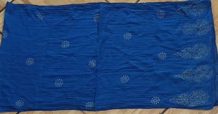 Foulard bleu 2 Avec motifs dorés/Schal