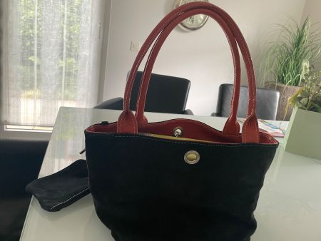 Damen-handtasche Leder :orang schwarz umkehrbar