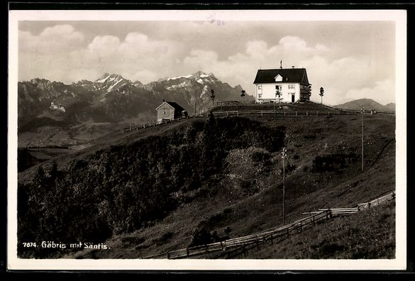 Cartoline postali: AK Gäbris, Panorama mit Säntis, 1935 – Usato da Berlin venduto da bartko-reher