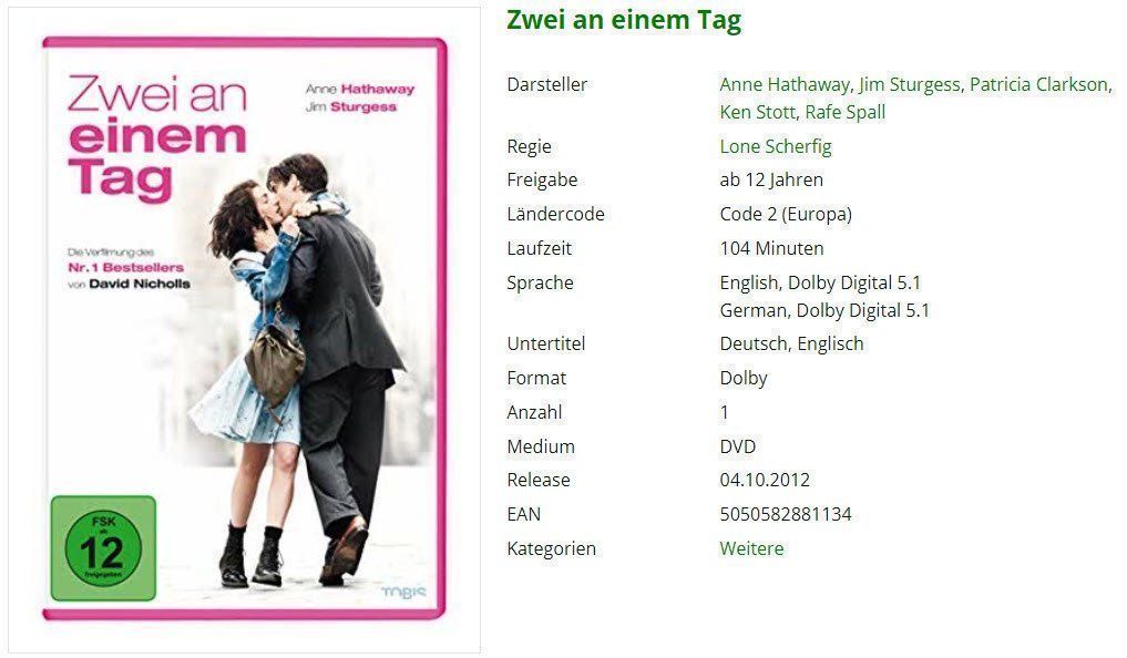 Tutti i DVDs: Zwei an einem Tag (DVD) – Usato da Buchrain venduto da Sssschaller
