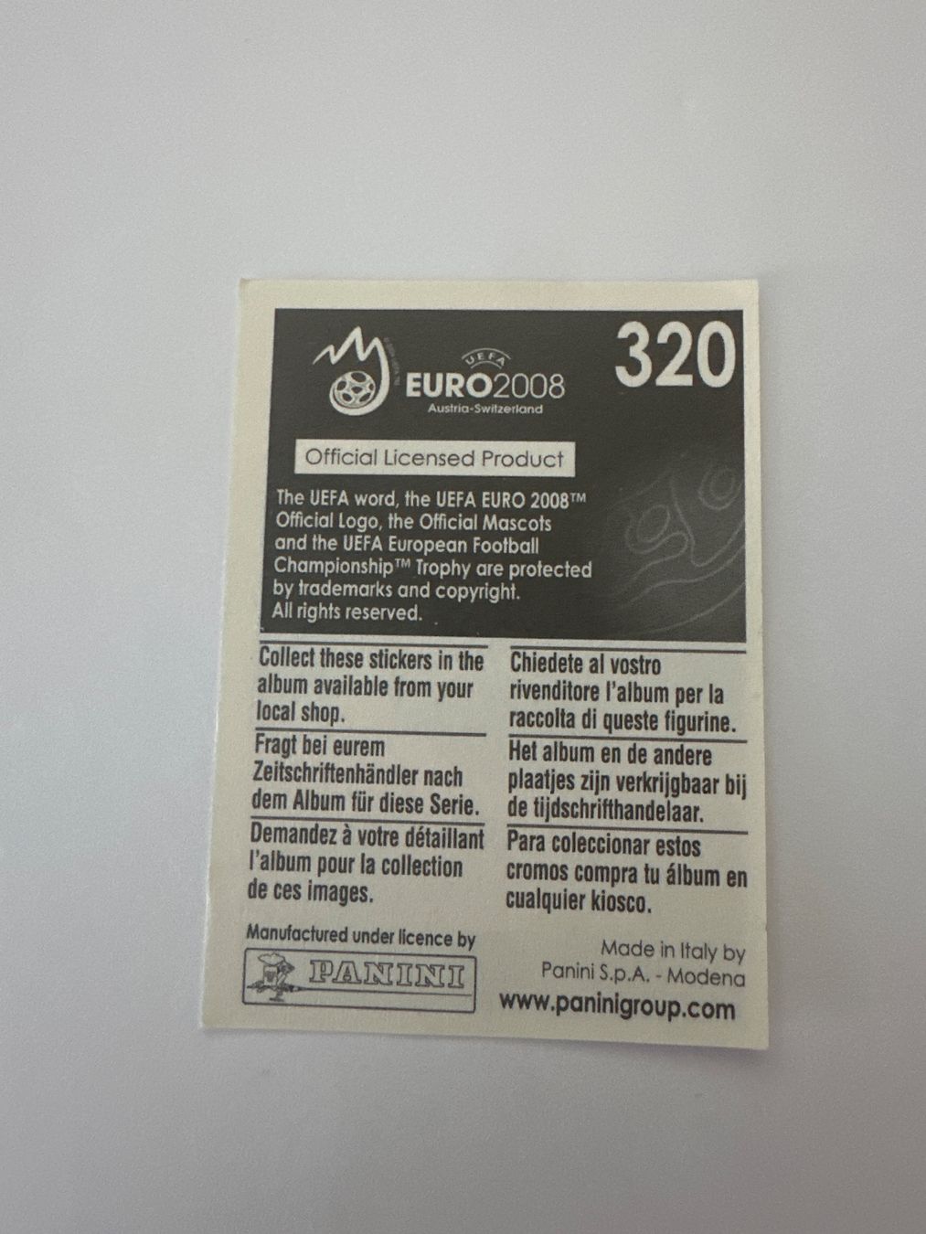Panini Cartes à collectionner: Panini UEFA EM 2008 Sticker - Nr. 320 – D'occasion à Sulz AG par DealWerk 1
