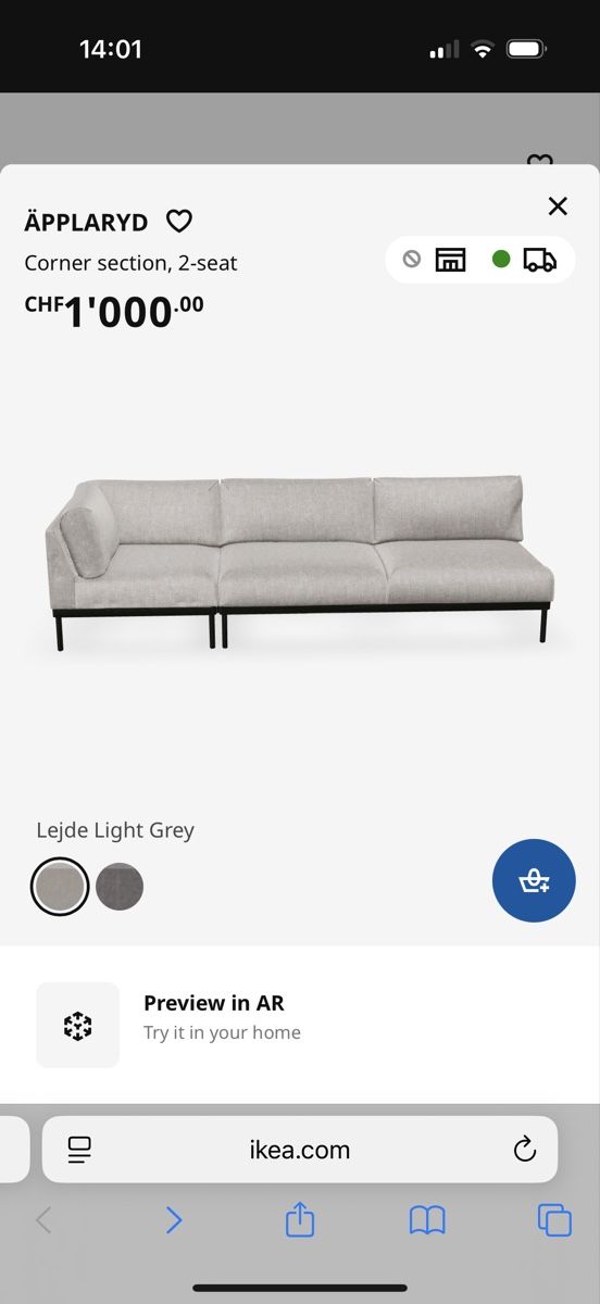 Ikea Divani: Light Gray Two-Seater Sofa and a corner section – Usato da Unterägeri venduto da may_htv2 7