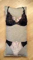 Damen Dessous Set schwarz rosa Spitze gebraucht Grösse M