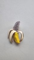 Bananen Brosche mit Strasssteinen Vintage Top Zustand 