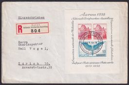 1938, W11 auf Brief von AARAU (Blockausgabe), günstig!