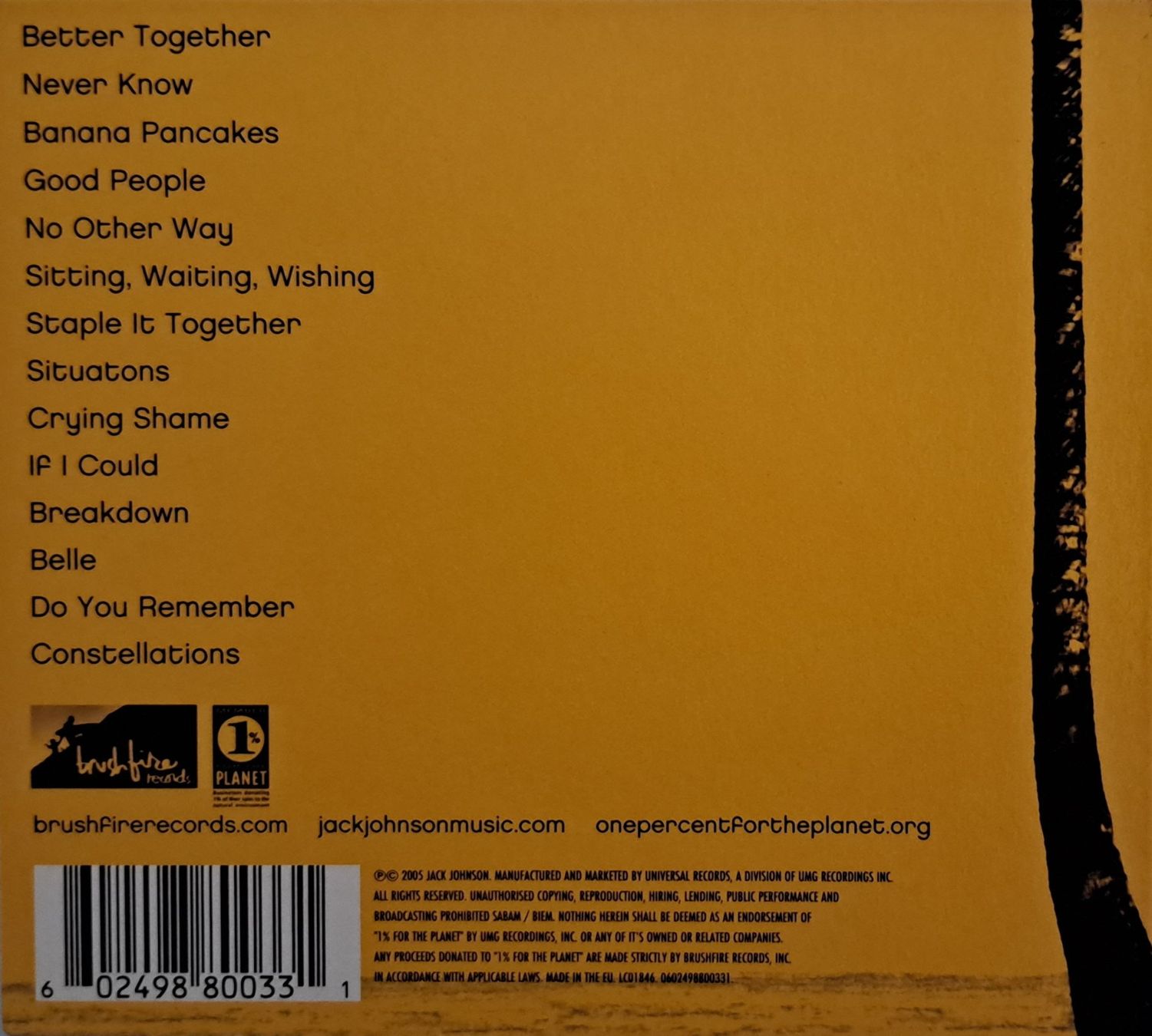 CD: Letze Chance ! JACK JOHNSON - IN BETWEEN DREAMS -  DIGIPACK – Usato da Tenniken venduto da mik_6mxg 7
