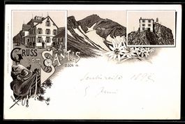Litho Säntis, Gasthof auf dem Gipfel, E