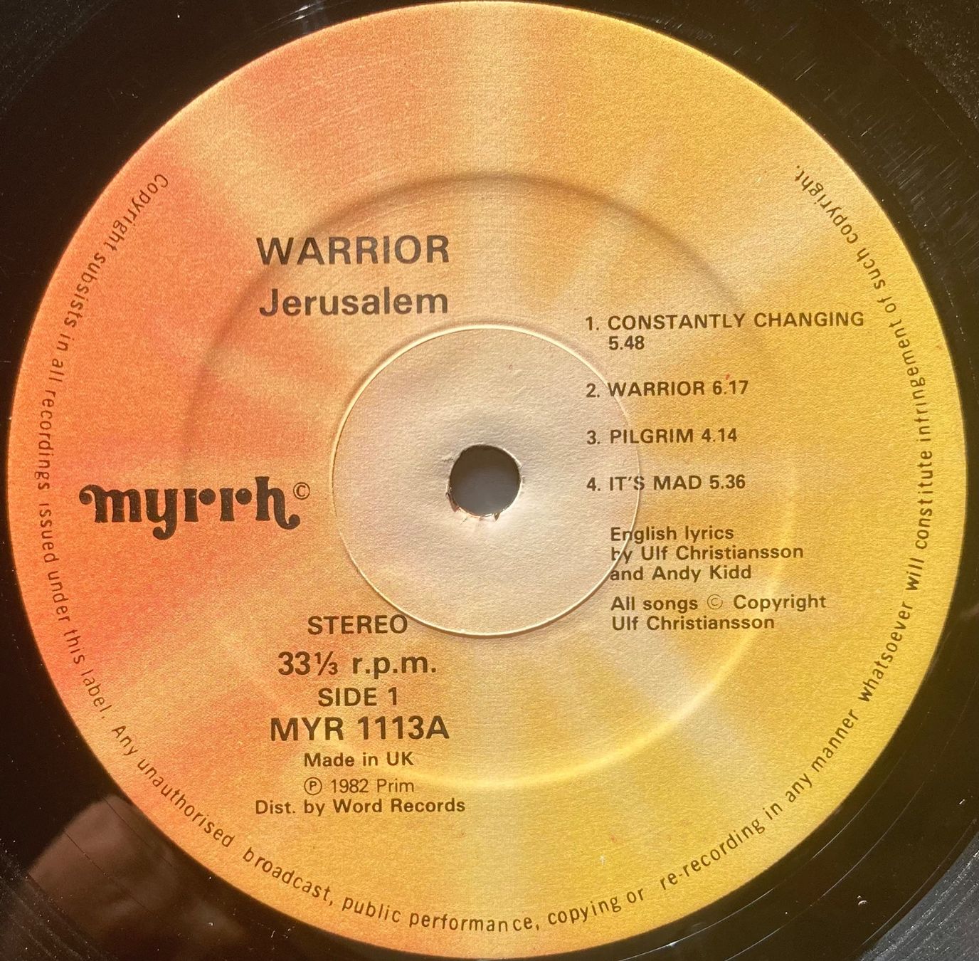 Dischi in vinile: JERUSALEM - WARRIOR – Usato da Poliez-Pittet venduto da Newtown-Records 3