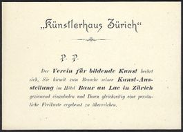 Künstlerhaus Zürich - Einladung