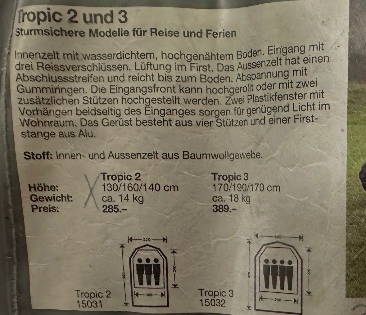 Tende : Stabiles Giebelzelt – Usato da Birmensdorf ZH venduto da gotoeichi 2