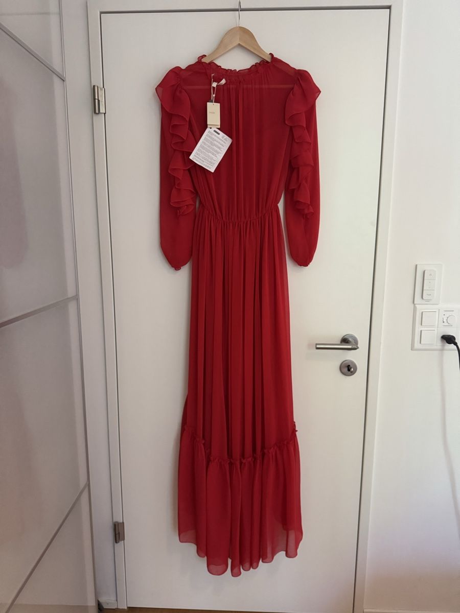 Maje Robes: Maje Red Chiffon Ruffle Maxi Dress 36 – Neuf avec emballage d'origine à Zürich par dan_ztl5 5