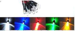Lot de 5 x Led 12v 5mm Rouge/Vert/Jaune/Bleu/Blanc (d)