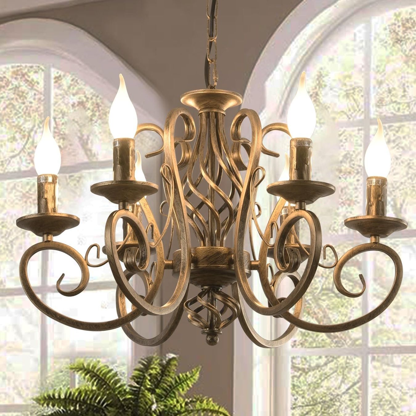 Lampadari & plafoniere: Bronzefarbener Kronleuchter Hängeleuchte mit 6 Lichtern – Nuovo e nell'imballaggio originale da Herisau venduto da Zevora