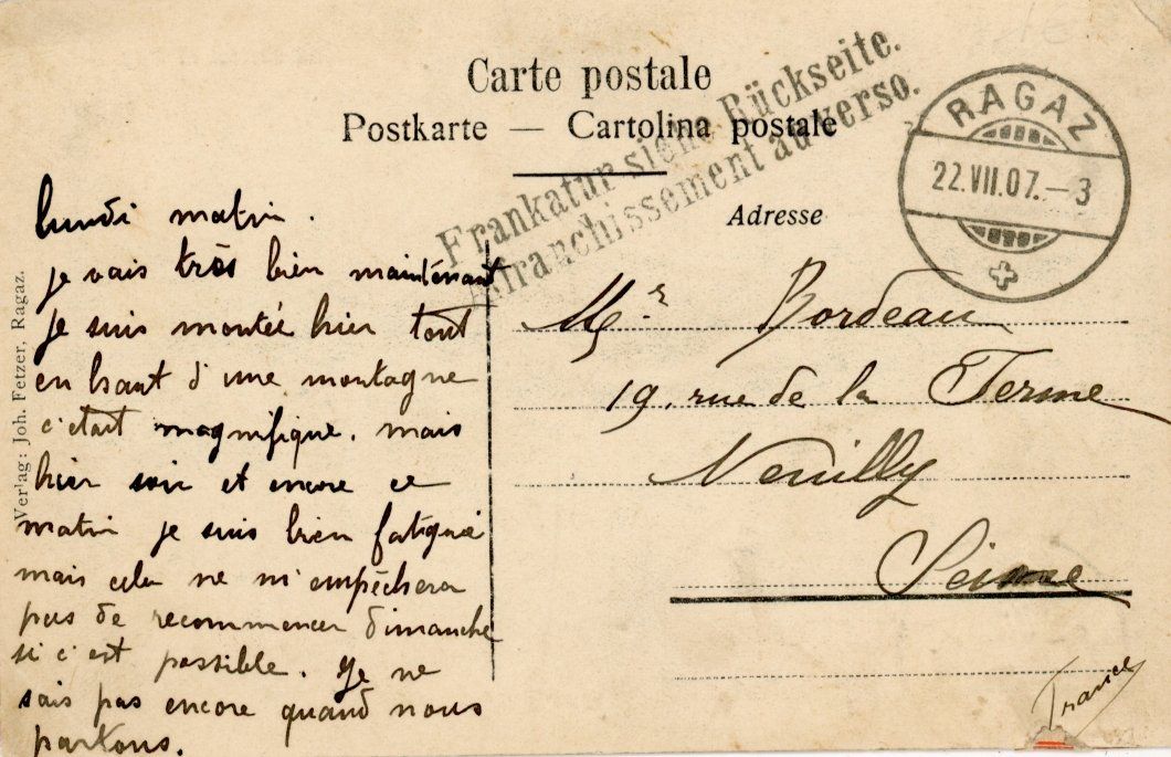 Cartoline postali: Ragaz   SG    -    Hôtel BRISTOL       um 1907 – Usato da Brig venduto da Valcards54 1