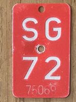 SG 72 - VELONUMMER - FAHRRADSCHILD - PLAQUE DE VELO - SG 72