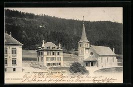 AK Fontainemelon, Eglise et Cure, 1901
