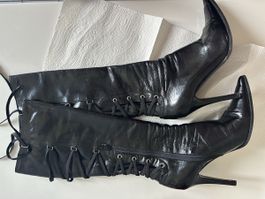 Stivali Casadei alti in pelle nera misura 8 = 39