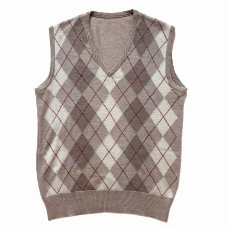 Pullunder Debardeur all genders beige Argyle-Muster 1980s