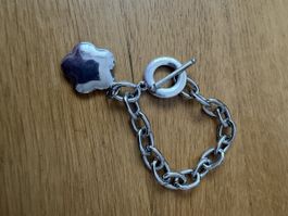 Armband silberfarben mit Blumen Anhänger gebrauchter Zustand