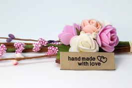 Label "Hand made with love" beige (1 Stück)