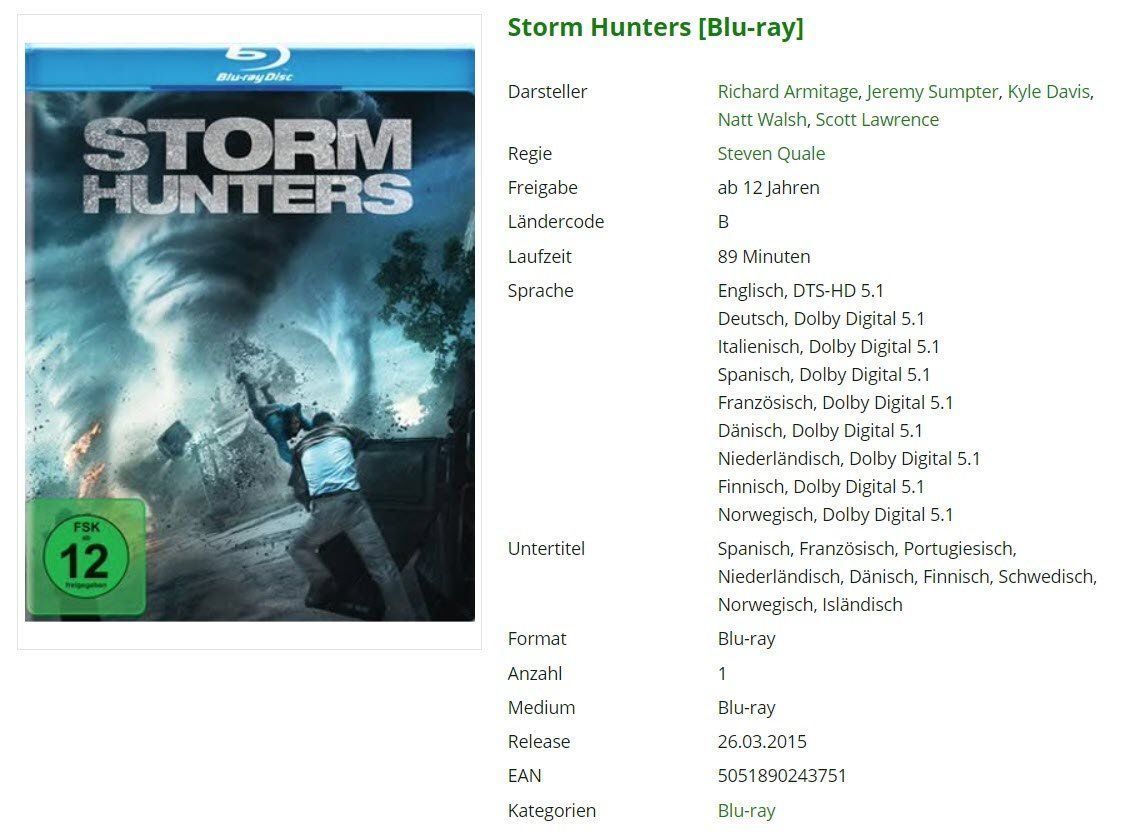 Tutti i DVDs: Storm Hunters - Blueray – Usato da Buchrain venduto da Sssschaller