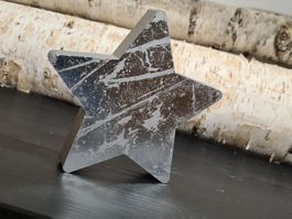 Holz Deko Stern, silbershabby 16x2.5 cm