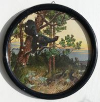 Zielscheibe Jagdscheibe mit Einschüssen gerahmt, um 1900 (2)