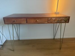 Schreibtisch aus Akazienholz mit 3 Schubladen
