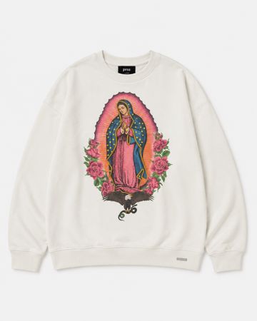 PESO Sweatshirt L Weiss mit Virgin Mary Print