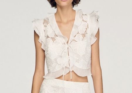 Neu Sandro Crop-Top aus Guipure-Spitze size S