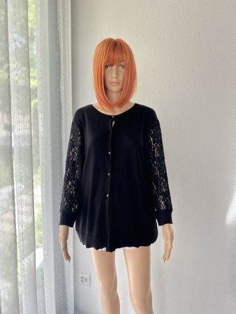 Black Lauren Ralph Lauren Lace Sleeve Cardigan 2XL