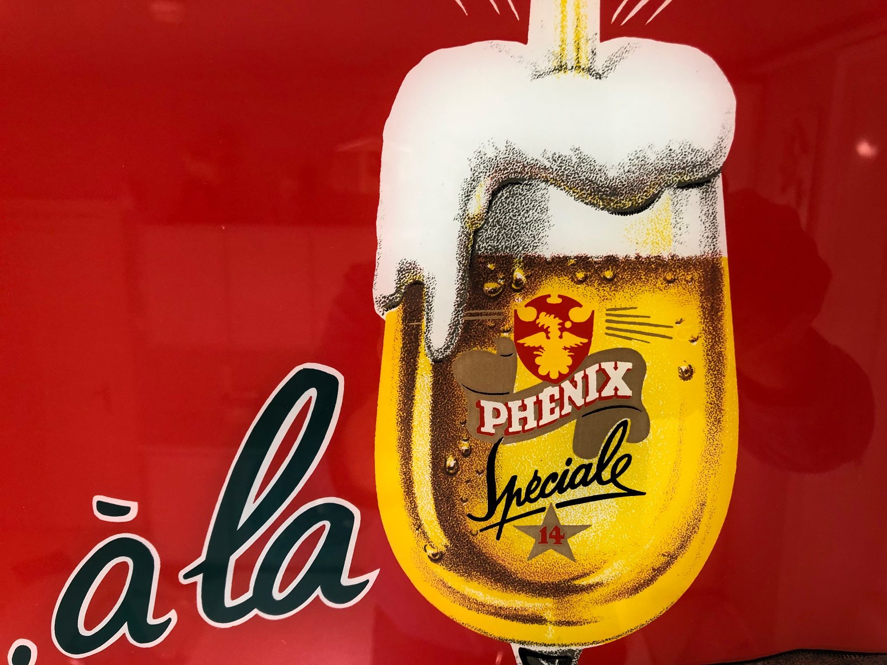 Schilder: Vintage Bier-Reklame "Phénix" Hinterglasmalerei/Eisenrahmen – Gebraucht aus Luzern von dichsel 1