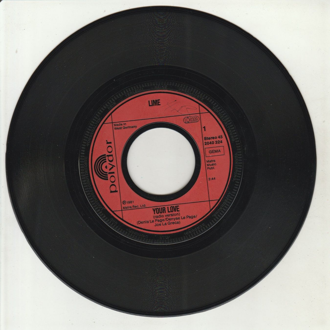 Schallplatten: Lime - Your Love 7" Vinyl 1981 – Gebraucht aus Tübach von JamesStone 2
