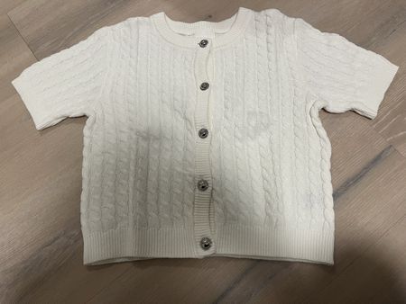 Kurzarmcardigan Zopfstrick weiss M neu
