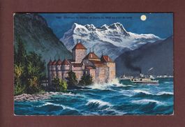 Château de CHILLON et Dents du Midi au clair de lune - 1931
