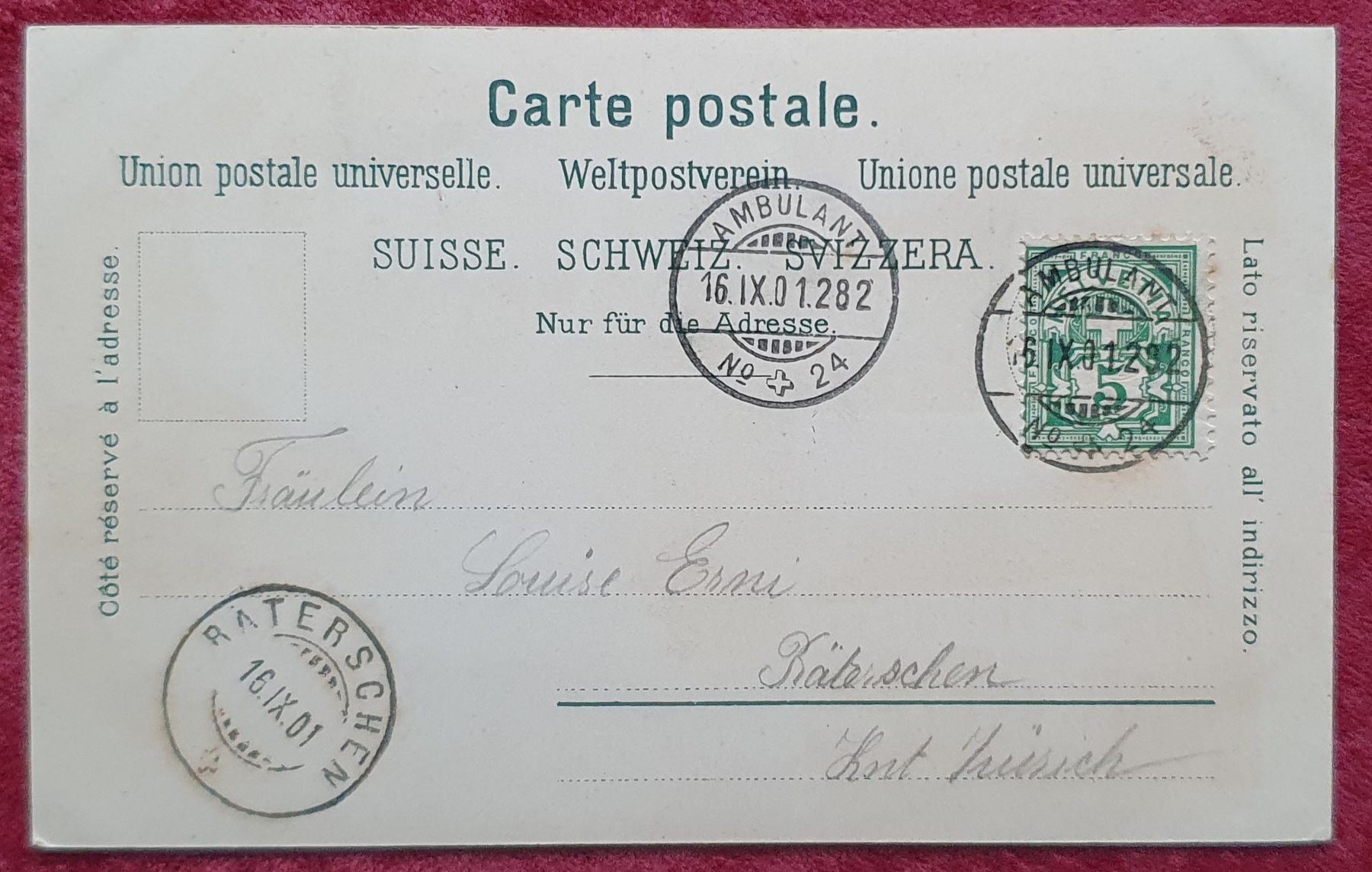 Cartoline postali: Gruss aus Rafz 1901 – Usato da Kreuzlingen venduto da Rschweiz1 1