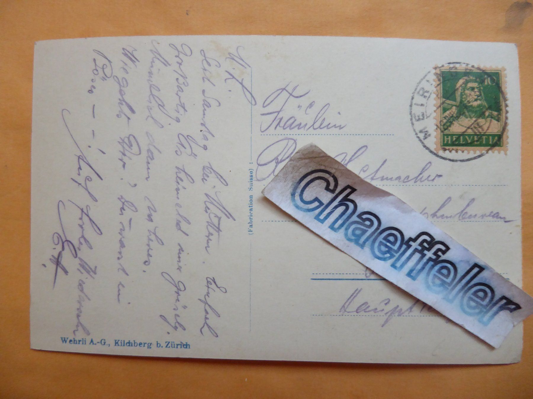 Cartoline postali: 1924  Grimselhospiz – Usato da Zürich venduto da Chaeffeler 1