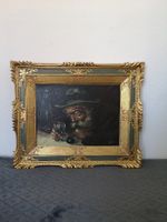 jolie peinture vieux monsieur avec son verre de vin