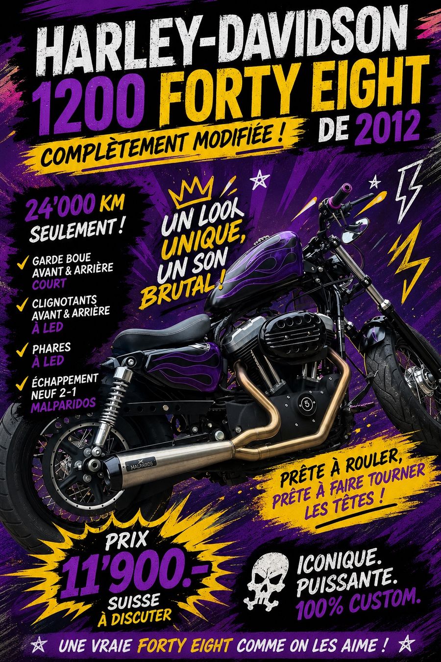 Harley-Davidson Chopper: Harley Davidson forty eight 2012 – Usato da Le locle venduto da Todesch 5