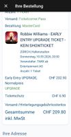 Robbie Williams *Upgrade* Ticket Early Entry Zürich 10.9.