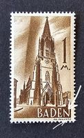 *ABART* Französische Zone Baden-Mi 13 ** (1947) Kerbe, Punkt